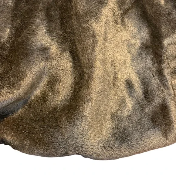 Vintage Faux Fur Capelet Jacket Brown Shawl Collar Bell Sleeves - Picture 5 of 7